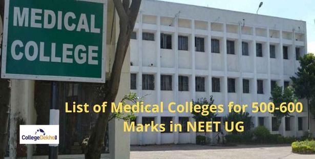 List of Medical Colleges for 500-600 Marks in NEET UG