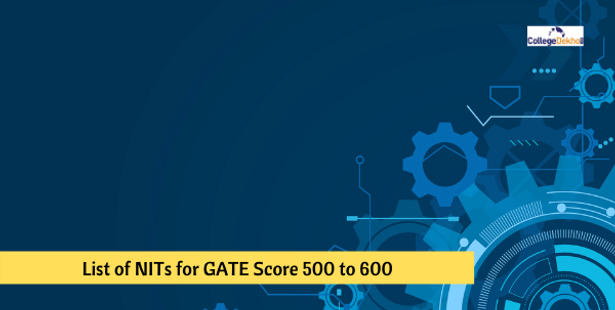 List of NITs for GATE Score 500-600