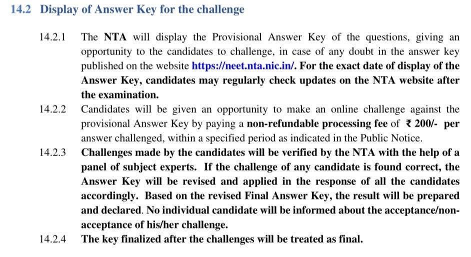Challenging NEET 2023 Answer Key 